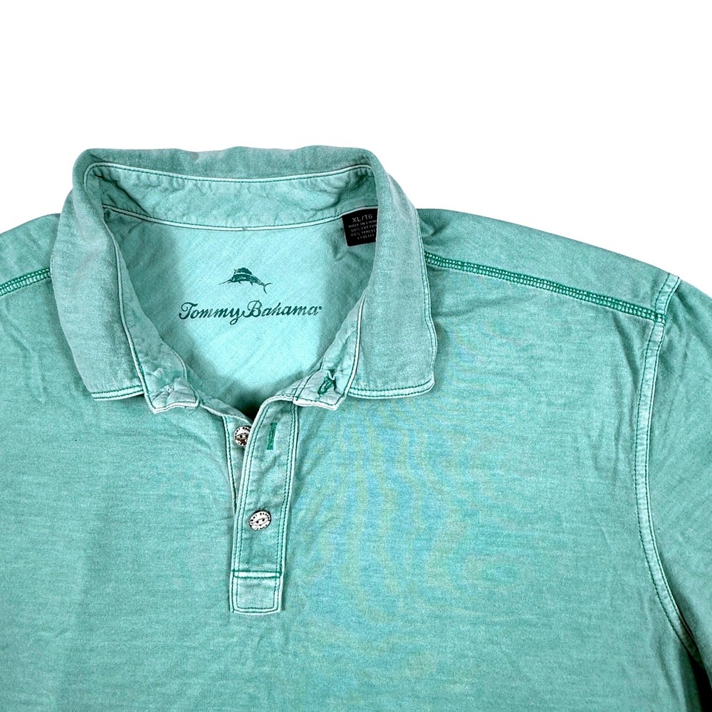 Tommy Bahama Mens Sunwashed Polo‎ Seafoam Green Cotton Tencel Sz XL